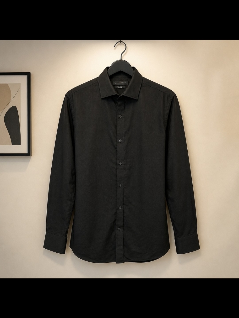 Tommy Hilfiger Black Slim Fit Dress Shirt 100% Cotton Button Front Men's